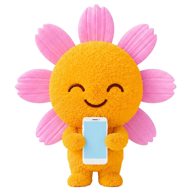 スマートフォンを持つコスモちゃん